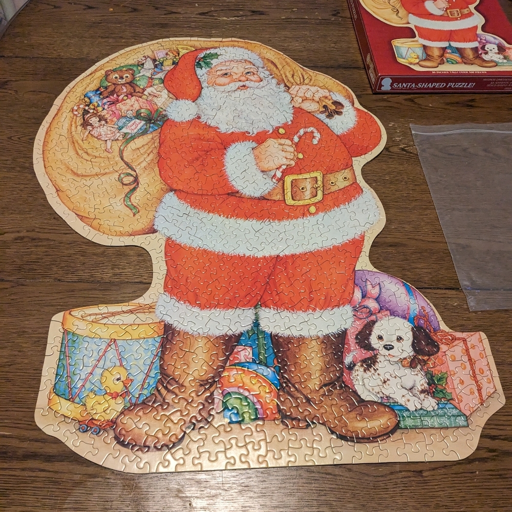 Vintage Springbok Hallmark Outlines Santa Shaped Puzzle Christmas 30x24 COMPLETE